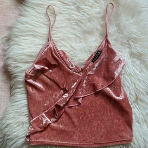 Ruffled Velvet Crop Top MAUVE